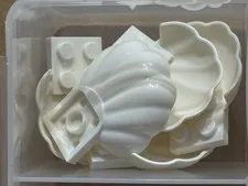 LEGO Parts - White Clam / Scallop Shell with 4 Studs - No 18970 - QTY 5