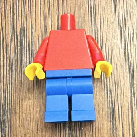 LEGO Minifigure Parts Red Torso w/ Arms Yellow Hands Blue Legs (No Head)