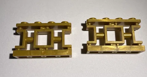2 NEW LEGO Pearl Gold Fence 1 x 4 x 2 Ornamental Asian Lattice