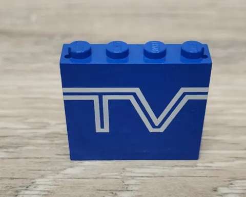 Lego 4215ap09 4215 Blue Panel 1 x 4 x 3 Solid Studs with TV Logo Pattern Piece