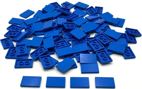Lego 100 New Blue Tiles Flat Smooth 2 x 3 Parts