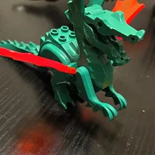 LEGO Vintage Dragon Green w/ Trans Orange Wings Plastic from Medieval Castle