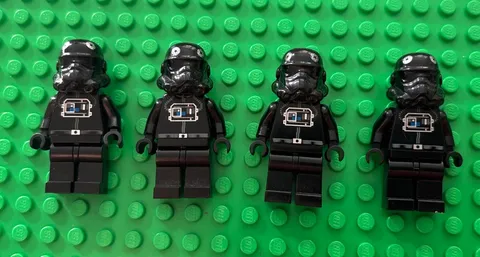 Lego Star Wars Minifigures Tie Fighter Pilot X4 4479 7146 SW0035 Brown Head