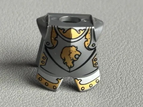 Lego Kingdoms Minifig Pearl GRAY KNIGHT ARMOR Chest Plate w/Gold Lion 2587