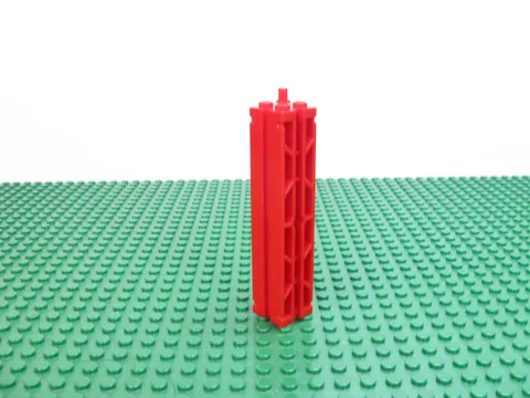 2002 LEGO Red Support 2 x 2 x 8 w Channels Top Peg Lattice 2 Sides 4621 #30646a