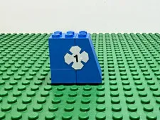 1978 LEGO Blue Brick 2x2 Slope 75 2x2x3 w/White Clover & #1 Stickers 775