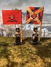2x Minis Portuguese Napoleonic Line Infantry Regiment +2 Flags LEGO Flagpoles