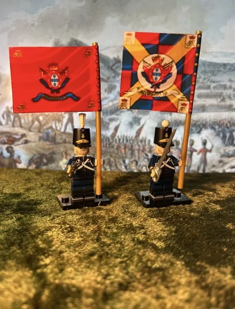 2x Minis Portuguese Napoleonic Line Infantry Regiment +2 Flags LEGO Flagpoles