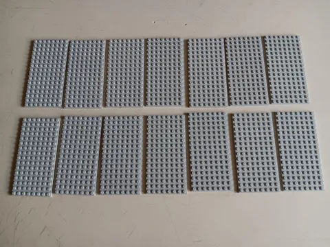 LEGO BULK LOT 14 LIGHT BLUISH GRAY 8X16 STUD BASE PLATES #92438 5" x 2.5"