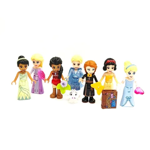 LEGO Disney Mini Doll Bundle 7 Princess Figures Tiana Moana Anna Elsa Rapunzel