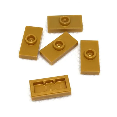 LEGO Parts - Pearl Gold Plate 1 x 2 with 1 Stud (Jumper) - No 15573 - QTY 5