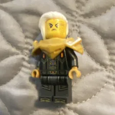 LEGO Minifigure Black Outfit, White Hair & Gold Shoulder Armor, 1 Piece