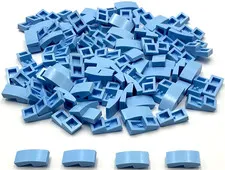 Lego 100 New Bright Light Blue Slopes Sloped Curved 2 x 1 x 2/3 Parts