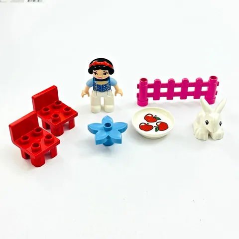 Lot Duplo Snow White Parts - Princess 2 Chairs Rabbit Fence Apple Plate Flower