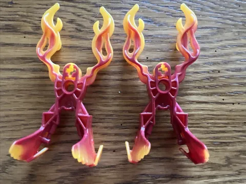 LEGO 64265pb01 Bionicle Weapon Fire Claw with Marbled Trans-Orange Pattern 2pcs