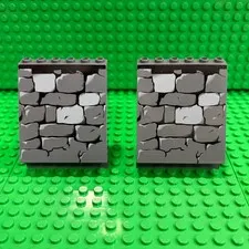 LEGO Panel 4x6x6 Sloped Stone Wall Pattern (30156pb020) : Dark Bluish Gray : 2pk