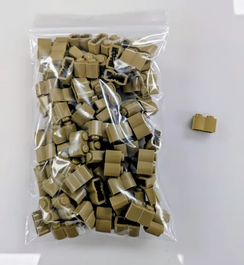 Lego 100 New Dark Tan Bricks Modified 1 x 2 Stud with Log Profile Building Block