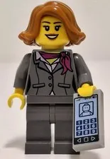 Lego Ferry Boat Passenger Minifigure With Cell Phone & Scarf Pattern