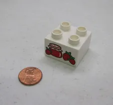 Lego Duplo Strawberry Jam Jelly Jar Food Groceries Specialty Printed Block #2