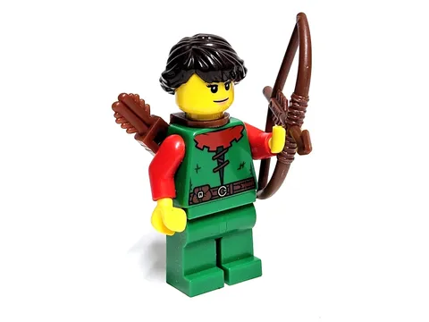Lego Minifigure Forestwoman Red with Ponytail Quiver Bow Arrow Forest Hideout