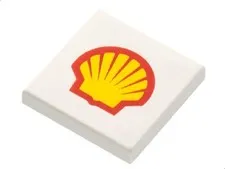 LEGO White 2x2 Tile with Print of Shell Logo