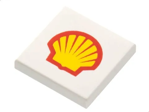 LEGO White 2x2 Tile with Print of Shell Logo