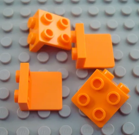 LEGO Lot of 4 Orange 1x2 - 2x2 Space Bracket Pieces
