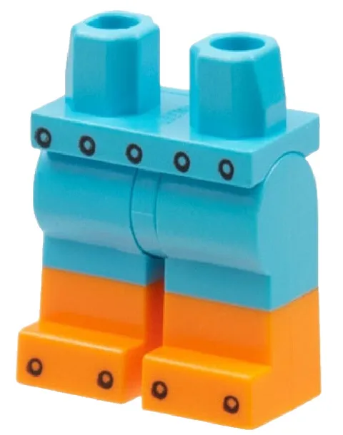 Lego New ROBOT MINIFIG LEGS Medium Azure Blue Orange Boots Rivets Part D575