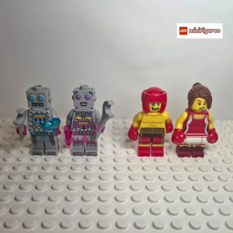 LEGO CMF Matching Pairs Lot – Robot Couple & Boxer Couple (4 Minifigures)
