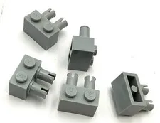 Lego 5 New Light Bluish Gray Bricks Blocks Modified 1 x 2 w/ Pins Parts
