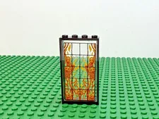 LEGO Black Door Frame 1x4x6 Trans-Clear Glass Skeleton Flame Sticker 4195 #60596