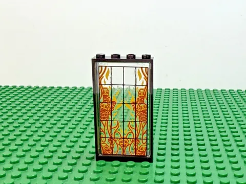 LEGO Black Door Frame 1x4x6 Trans-Clear Glass Skeleton Flame Sticker 4195 #60596
