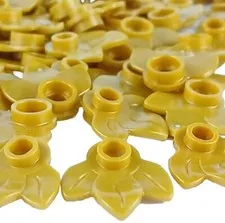 100 Pieces Lot LEGO® Plant Leaf Plates 32607 1x1 With Three Leaves in PEARL GOLD