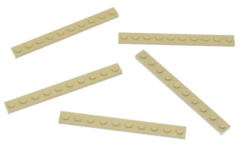 5 LEGO Tan 1x10 Plates brick yellow plate 10x1 4477 4143409