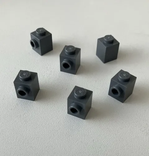 LEGO 6x NEW Brick 1x1 with Stud on Side DARK BLUISH GREY #87087