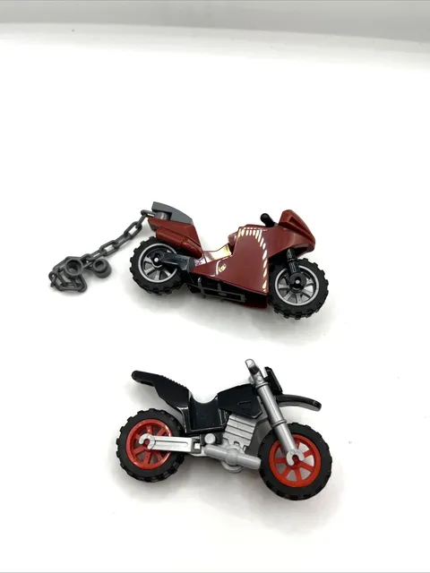 Lego Red Minifigure 2 Motorcycles Dirt Bikes Collectible