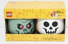 LEGO Small Storage Head Skeleton Zombie 2 Pack Halloween Container Candy Bowl