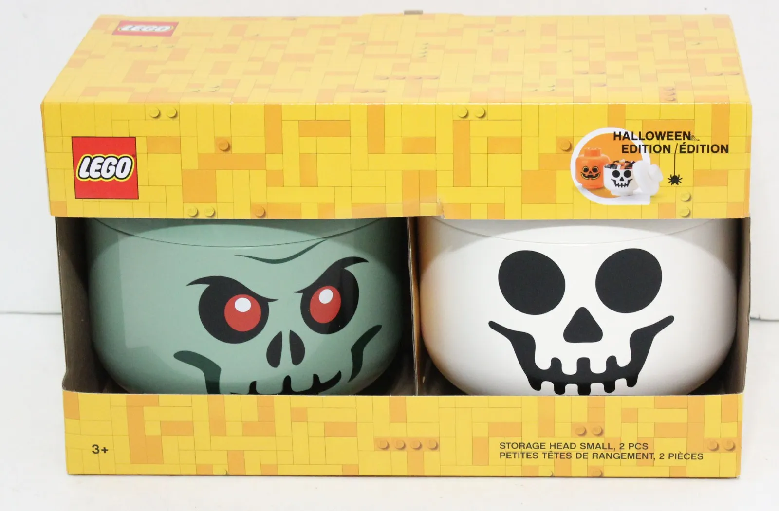 LEGO Small Storage Head Skeleton Zombie 2 Pack Halloween Container Candy Bowl
