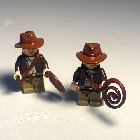 Two Rare Lego Indiana Jones minifigures with accessories