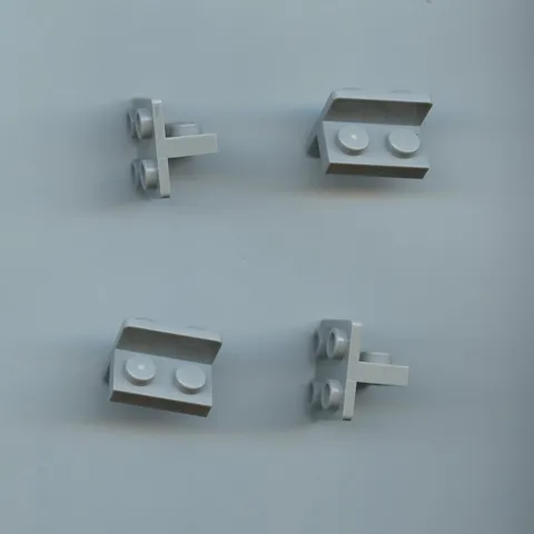 LEGO x 4 Light Bluish Gray Bracket 1 x 2 - 2 x 2 Centered, Inverted 7674