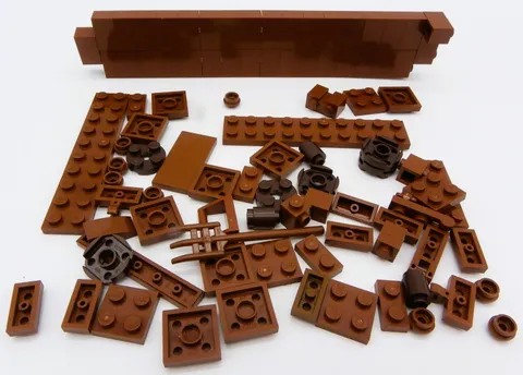 Lot Of 90X Brown LEGO Parts Bricks Blocks Plates Slopes Round Square 2X2 Fork