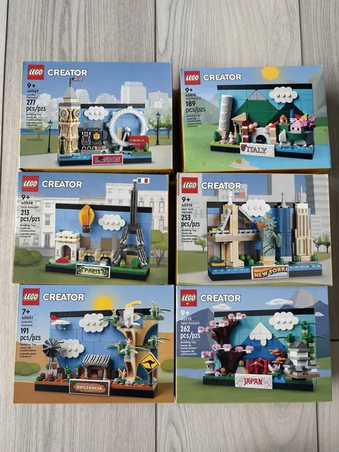 LEGO Postcards Paris 40568 London 40569 Australia 40651 Italy 40818, 40713 40519