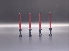 LEGO STAR WARS LIGHTSABER BLACK HILT WITH TRANS RED BLADE LOT OF 4 BRAND NEW