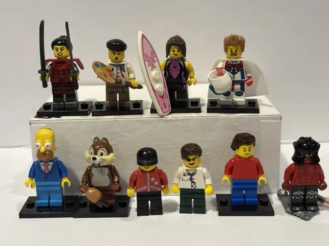 Lot of 10 LEGO Minifigures  w/ Accessories & Display Bases