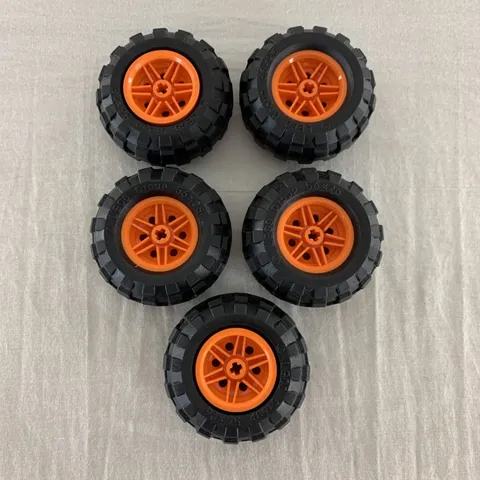 LEGO 5x Monster Jam/Monster Truck Balloon Tires 56x26 Wheels Orange Rims 56145