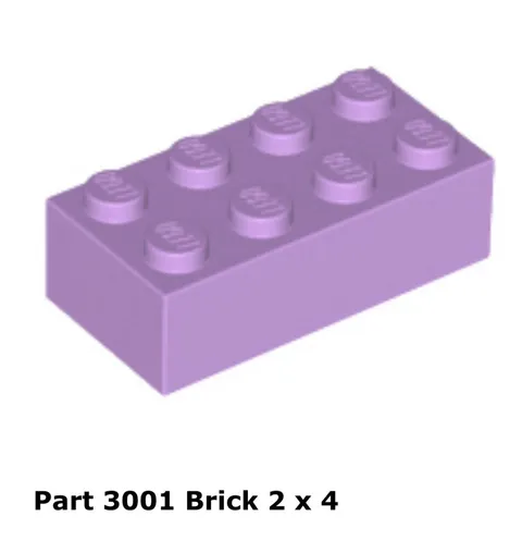 LEGO Medium Lavender 2x4 Brick (3001) - 100 New Pieces - Building Bricks
