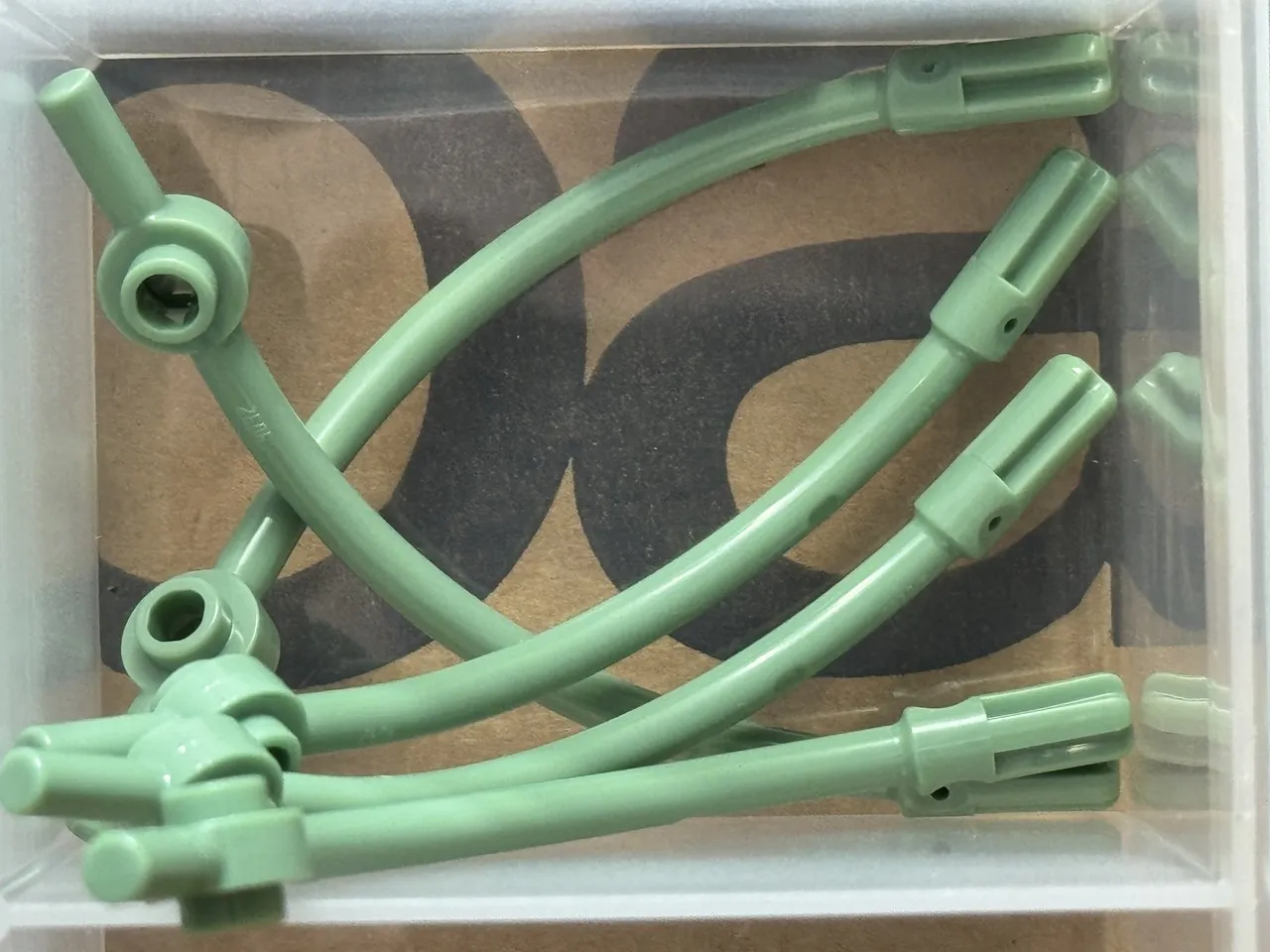 LEGO Parts - Sand Green Bar Curved Axle 1L 1 x 1 Plate End - No 4042 - QTY 5