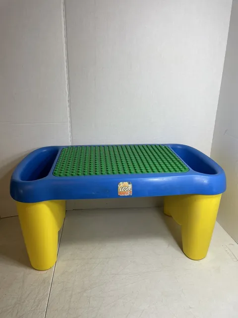 VTG LEGO DUPLO Lap Table Building Blocks Top Storage Bins Green Plate