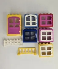 Lego Duplo Lot Of 8 Doors And Windows Rail Fence Parts Bricks