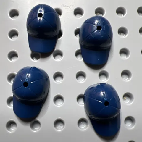 LEGO 11303 Dark Blue Headgear Cap Short Curved Bill w/ Seams & Hole on Top 4pcs